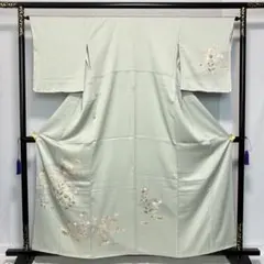 D805訪問着 花模様 金彩 螺鈿細工 正絹 着物 袷 しつけ糸付き未使用極