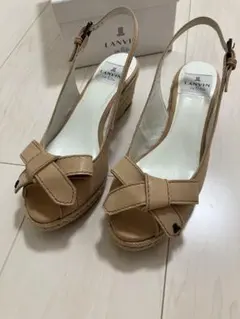 LANVIN en Bleu リボン ウェッジソール サンダルのサムネイル