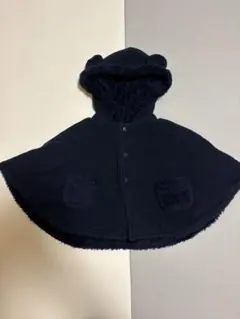 コムサフォセット　くまさんポンチョ　ネイビーフリース 耳付きポンチョ