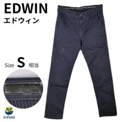EDWIN スラックス 28 濃紺 ストライプ コットン混 すっきり 美脚のサムネイル