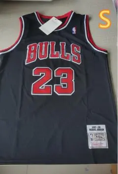 【即日発送】NBAブルズ23番黒のユニフォーム刺繡バスケットウェアベスト S