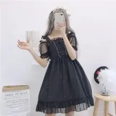 甘ロリ かわいい ジャンスカ jsk ブラック ドレス