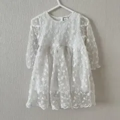 ベビードレス 花柄レース　86 80〜90 ホワイト