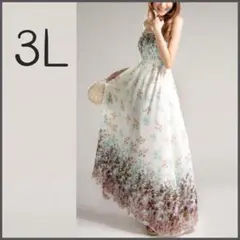 p101☆3L相当☆花柄 キャミ マキシ丈ワンピース＊ロング＊シフォン＊裏地有