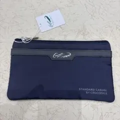クロコダイル　マルチポーチ　ネイビー