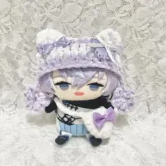 にじぱぺっと にじぱぺ 10cmぬい服 ぬい帽子 猫耳ニット帽　紫　ポシェット