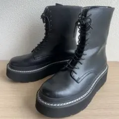 【美品　JIANASIS ⭐️ 厚底レースアップブーツ　ブラック　Mサイズ】