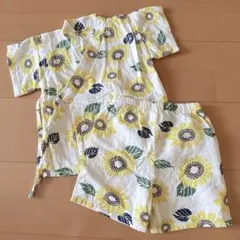赤ちゃん　ベビー　甚平　セットアップ　パンツ　ズボン ひまわり柄　90サイズ