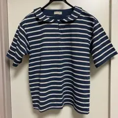 Samansa Mos2 ストライプ柄 半袖Tシャツ サイズF