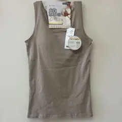婦人Mサイズ　コットン100% ブラウン カップ付きタンクトップ