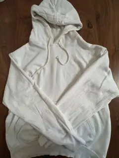 Champion ホワイト フード付きパーカー