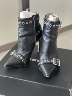 DIESEL ブラックレザーアンクルブーツ 37
