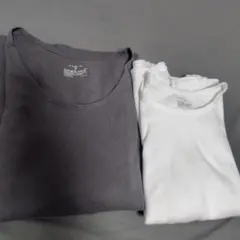 無印良品　あったか綿　ミディアムグレー・ホワイト Tシャツセット Sサイズ