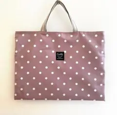 レッスンバッグ　くすみピンク×ドット　絵本バッグ　図書バッグ　手提げバッグ