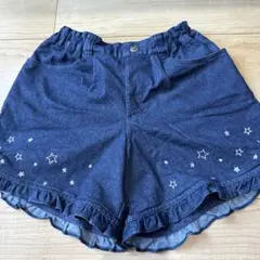 ネイビー 星刺繍 ハーフパンツ