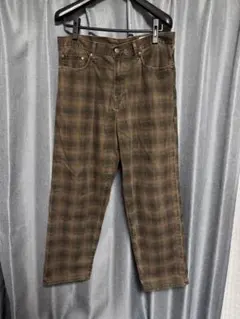 GAP バギーデニム チェック柄 ブラウン