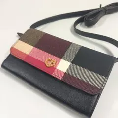 ブルーレーベルクレストブリッジ チェックウォレットバッグ 長財布 2WAY