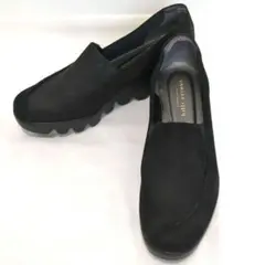 美品 ヒルズアベニュー スリッポン サイドゴア パンプス 黒 厚底 23cm