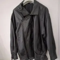 ブラックレザーダブルブレストジャケット