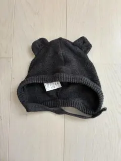 ダークグレー耳付きニット帽子 ディモワ