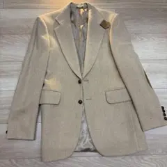 ベージュ テーラードジャケット ウール混紡