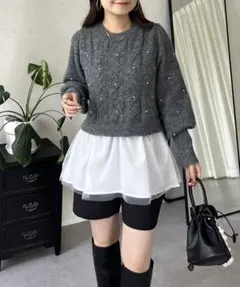 ペプラムニット ニット