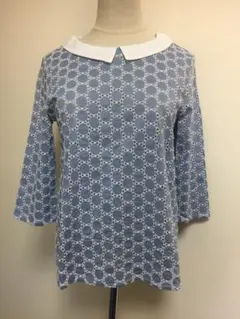 美品★リフラッティシップス刺繍レースブラウス日本製ブルー★9279のサムネイル
