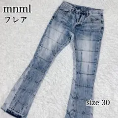 mnml デニムパンツ 30 青 フレア パッチワーク　Y2K ストリート　M