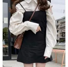 リボンストラップキャミソールミニワンピース