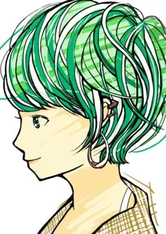 【ネギガール】緑髪のイラスト 木製フレーム付き