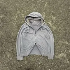 00s OLD UNIQLO ダブルジップ パーカー 鬼フェード ナス紺