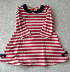 moujonjon ボーダー チュニック 赤白 90