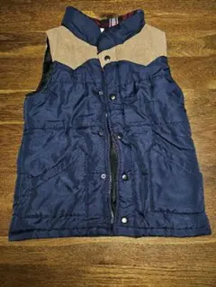 子供服　ダウンベスト ネイビー ×ベージュ