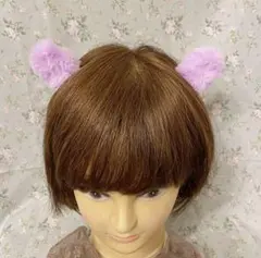 猫耳　ふわふわパープル