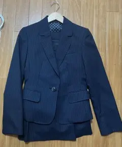 青山 N-line スーツ 3点セット 7号 ネイビー ピンストライプ