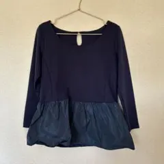 ペプラム切り替え カットソー ネイビー