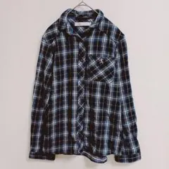 GIORDANO ジョルダーノ チェック柄 ネルシャツ ブルー系 綿100% M