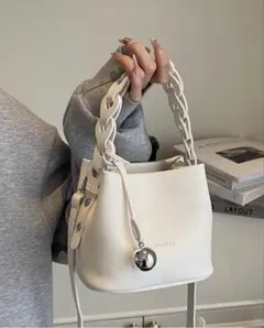 【SHEIN】チェーンハンドル ホワイト ショルダーバッグ