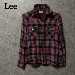 Lee Sportswear 裏地付き赤黒チェックネルシャツジャケットM