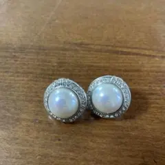 シルバー パール クリスタル イヤリング