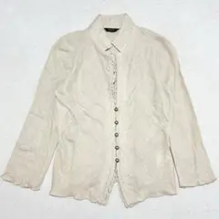 COMME CA ISM コットン シャツブラウス M フリル ベージュ