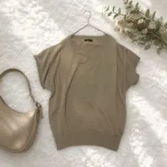 T【コムサイズム】半袖ニット F 薄手 ブラウン系 ゆったり 綺麗め 春夏のサムネイル