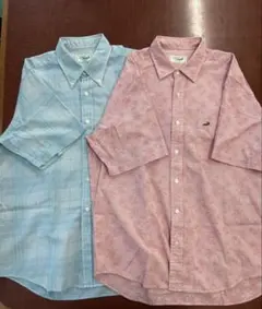 クロコダイル シャツ 半袖 チェック 刺繍 ロゴ 夏 Lサイズ　2枚セットのサムネイル