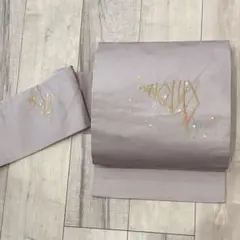 名古屋帯　手刺繍　西陣織　正絹　中古　水玉　木　カジュアル　【mm153】