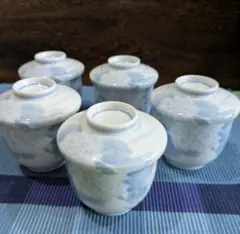 花模様 陶器 茶碗むし器 5個セット