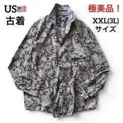 希少!極美品　総柄シャツ　ペーズリー　綿100%　大きめ　XXL　3L　US古着