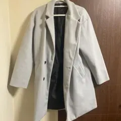 グレー ダブルボタン ロングコート