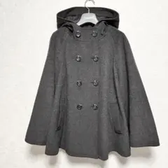 【美品】アンタイトル　ケープコート　ポンチョコート　Aライン　フード付きミドル丈