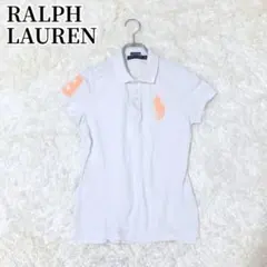 ラルフローレン 半袖ポロシャツ ホワイト 胸ロゴ オレンジ おしゃれ XSサイズ