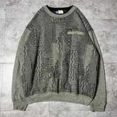 希少 90s TRADITIONAL CLUB 3D総柄スウェット 刺繍ロゴ
